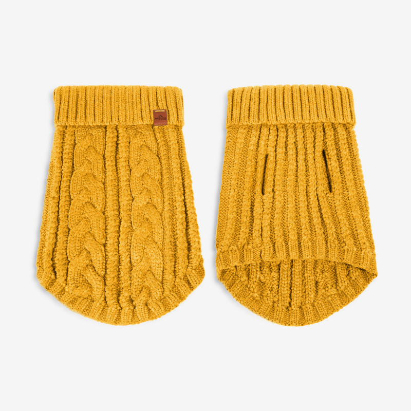 Cable Knit Dog Jumper | Honey Mustard